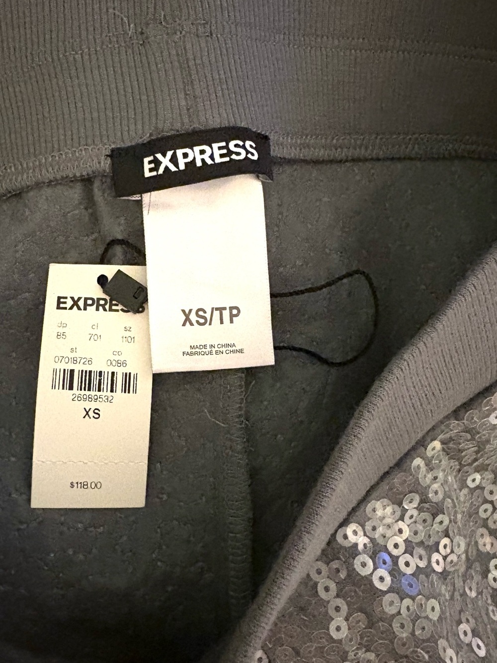 New EXPRESS sequin wide leg, pull-on gray pants - Picture 5 of 8